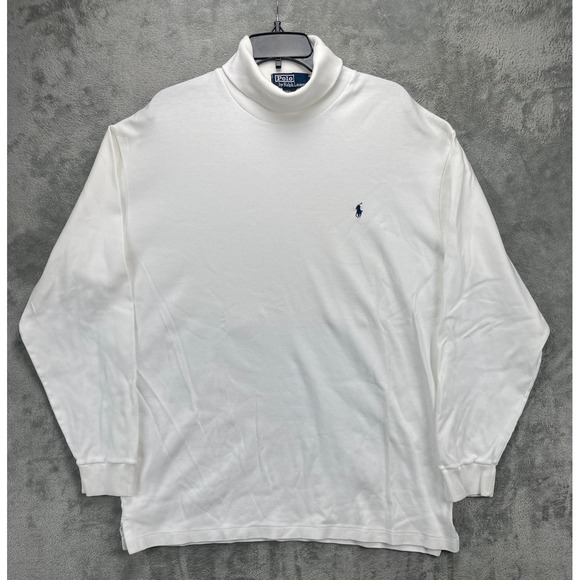 Polo Ralph Lauren Men's Turtleneck Shirt XXL White Long Sleeve Embroidered Pony - Picture 1 of 8